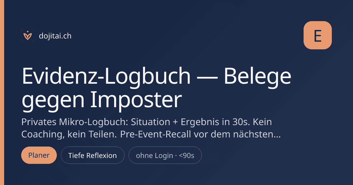 Evidenz-Logbuch — Belege gegen Imposter