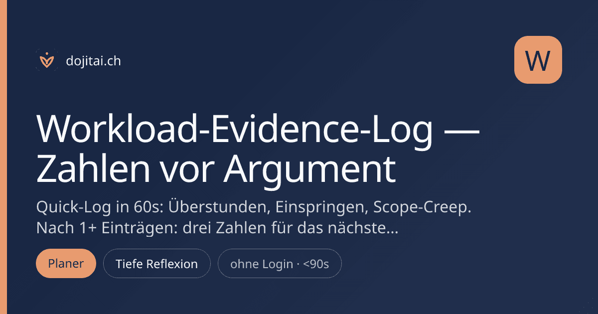 Workload-Evidence-Log — Zahlen vor Argument
