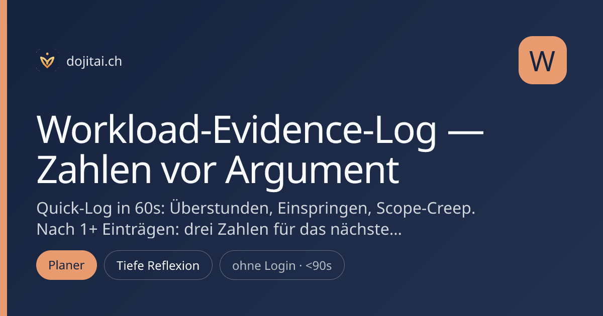 Workload-Evidence-Log — Zahlen vor Argument